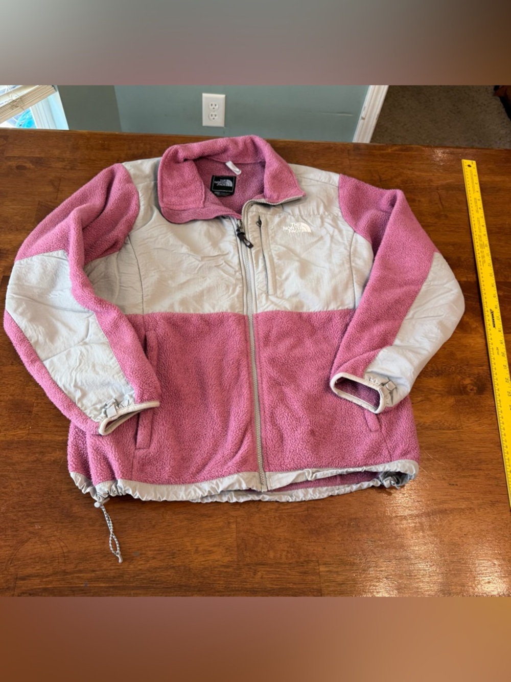 The North Face Denali Fleece Jacket Women's XL Pink & Gray Full Zip Polartec